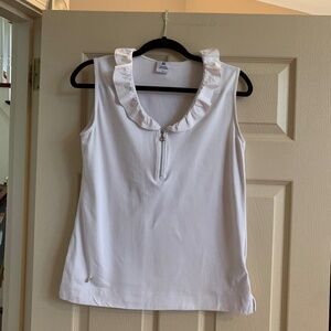 Daily Sports White Ruffle Golf Top sz M